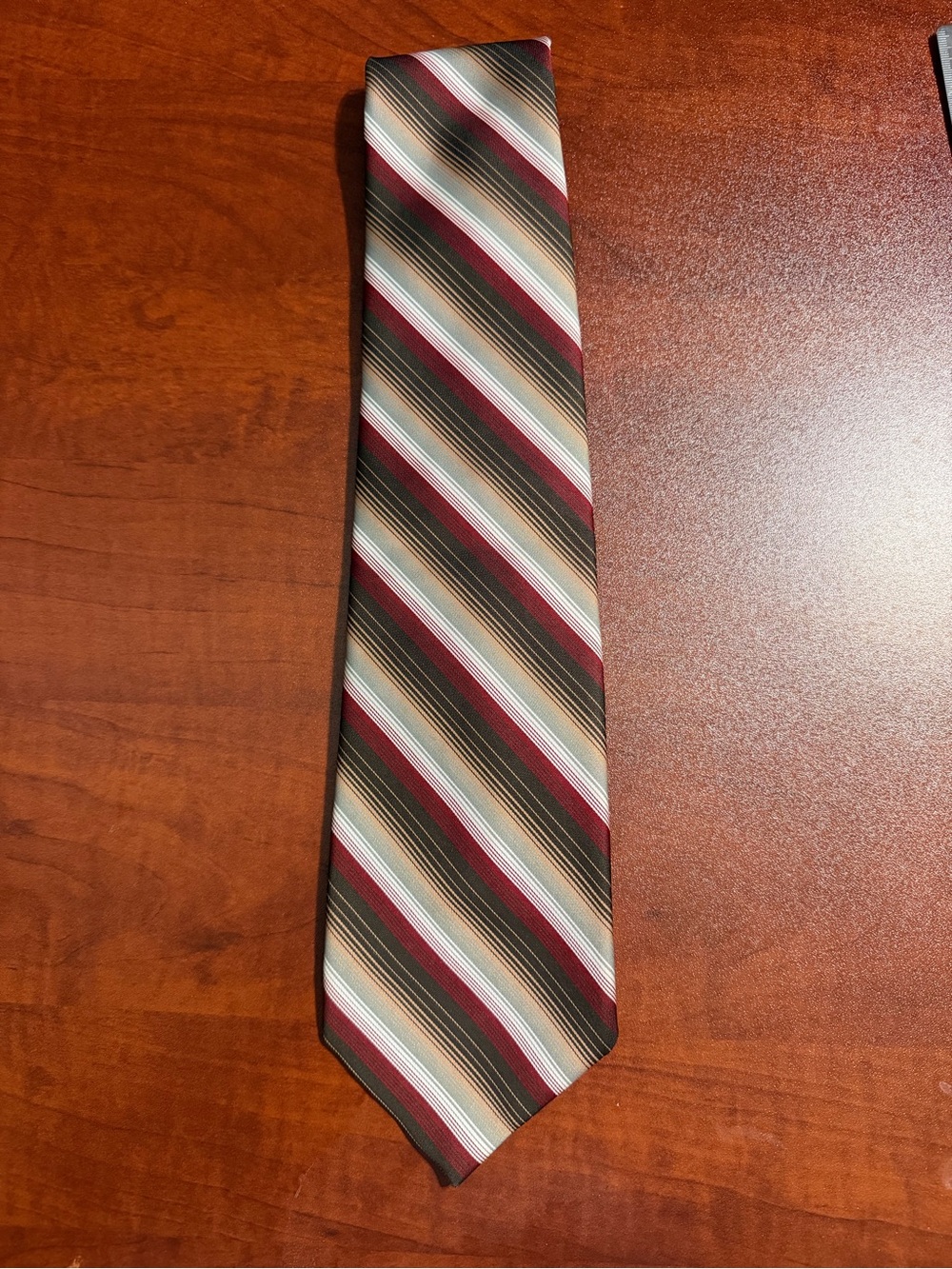 Vintage 70s Wemlon by Wembley Striped Tie - Brown Red Cream.